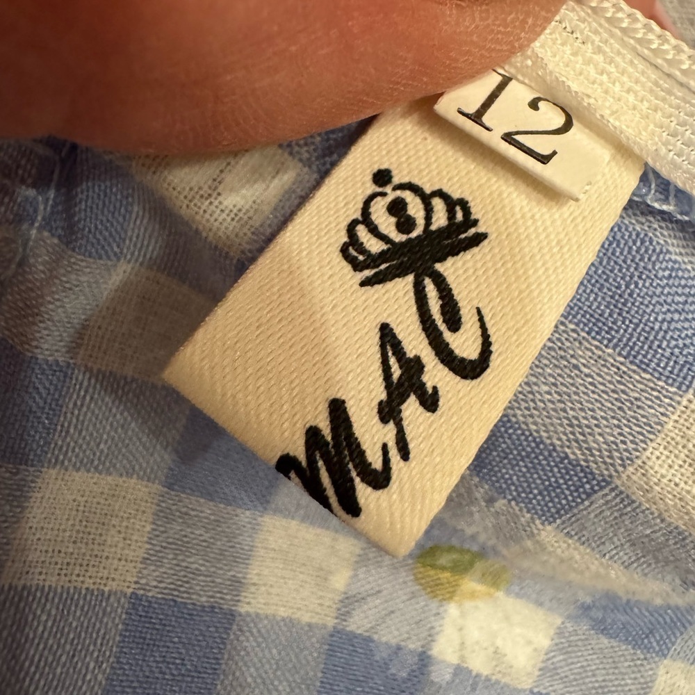 Blue & White Vintage Gingham Midi Dress with Daisy Print - Picture 8 of 8